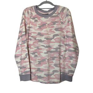 New Kensie pink camo fuzzy sweatshirt‎ pajama top Sz XL